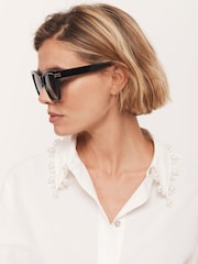 Mint Velvet Cotton Blend Pearl Collar Shirt - Imagen 4 de 8