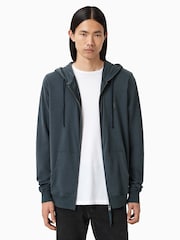 AllSaints Blue Brace Zip Up Hoodie - Image 1 of 7
