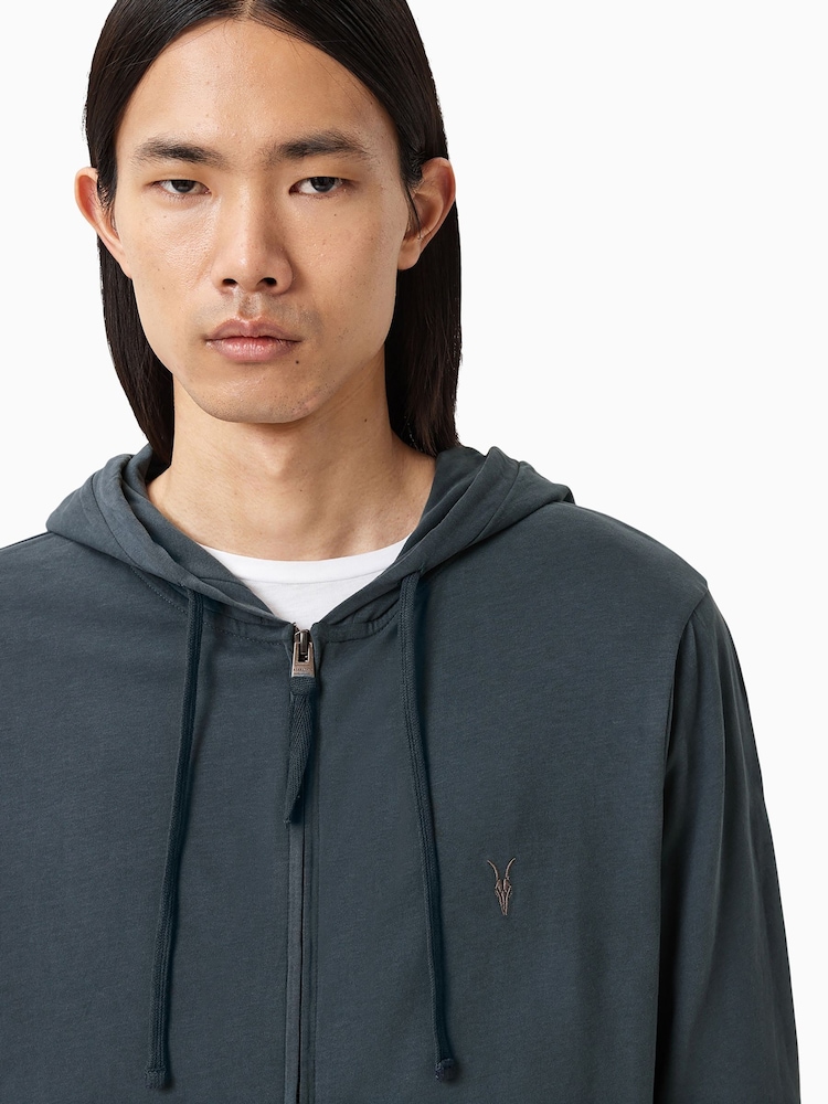 AllSaints Blue Brace Zip Up Hoodie - Image 2 of 7