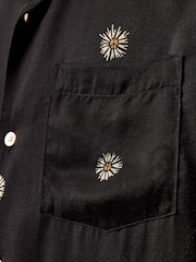 AllSaints Black Fleur Peace Short Sleeve Shirt - Image 3 of 7