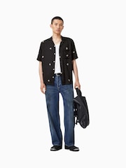 AllSaints Black Fleur Peace Short Sleeve Shirt - Image 4 of 7