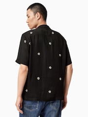AllSaints Black Fleur Peace Short Sleeve Shirt - Image 5 of 7