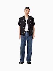 AllSaints Black Fleur Peace Short Sleeve Shirt - Image 6 of 7