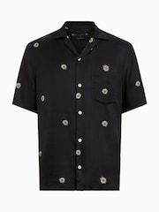 AllSaints Black Fleur Peace Short Sleeve Shirt - Image 7 of 7