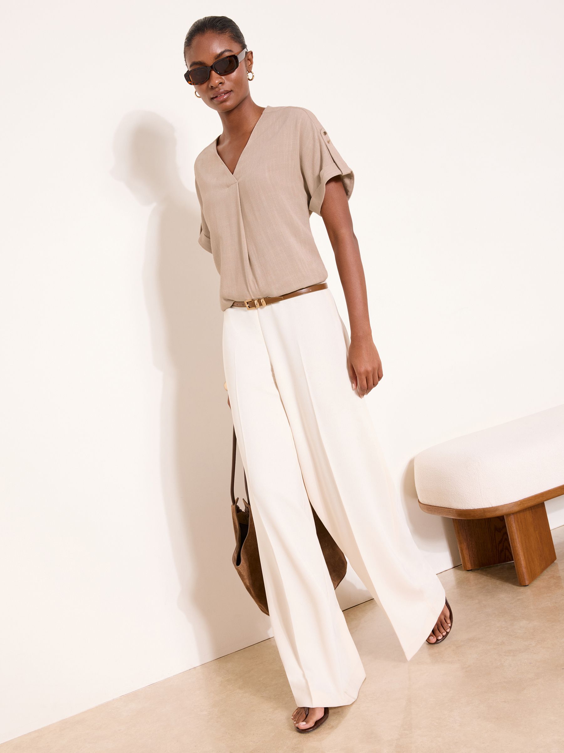 Buy Lipsy Neutral Touch Of Linen V-Neck Top from the Next UK