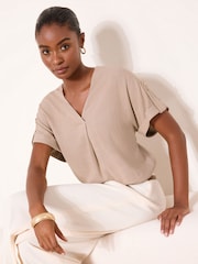 Ουδέτερο - Lipsy Touch Of Linen V-Neck Top - Εικόνα 3 του 4