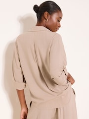 ნეიტრალური - Lipsy Touch Of Linen Long Sleeve Shirt - სურათი 4 4-დან