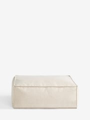 Natural Large Tweedy Plain Square Pouffe - Image 3 of 4