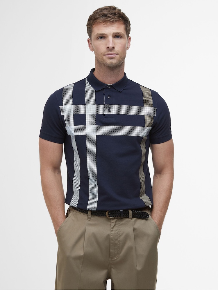 Barbour® Navy Blaine Tailored Polo Shirt - Image 1 of 7