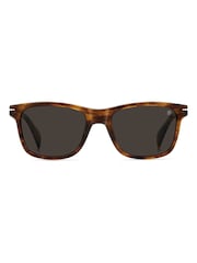 Eyewear by David Beckham Rectangular Brown Sunglasses in Horn - Image 1 of 4