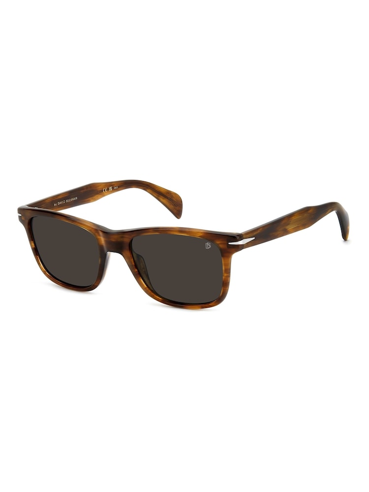 Eyewear by David Beckham Rectangular Brown Sunglasses in Horn - Image 2 of 4