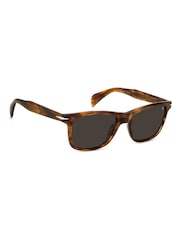 Eyewear by David Beckham Rectangular Brown Sunglasses in Horn - Image 3 of 4