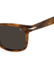 Eyewear by David Beckham Rectangular Brown Sunglasses in Horn - Image 4 of 4