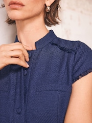 Mint Velvet Blue Boucle Midi Dress - Image 5 of 9