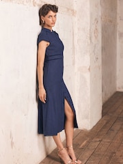 Mint Velvet Blue Boucle Midi Dress - Image 6 of 9