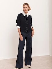Mint Velvet Blue Long Sleeve Cardigan - Image 1 of 8