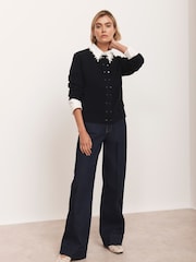 Mint Velvet Blue Long Sleeve Cardigan - Image 4 of 8