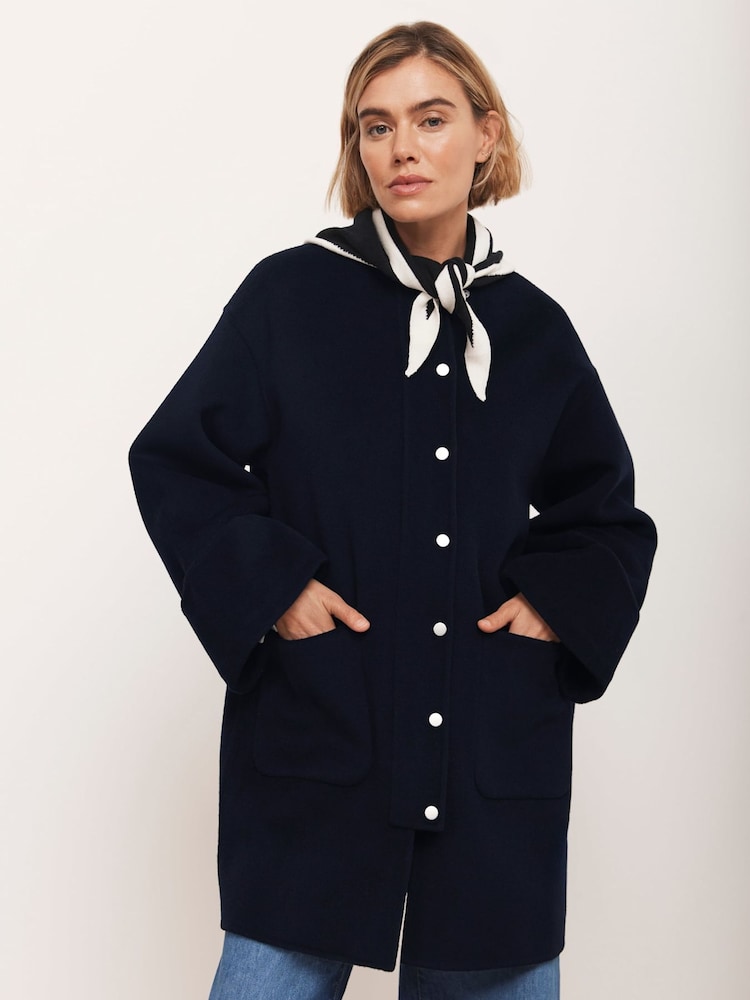 Mint Velvet Blue Wool Blend Hand Finished Coat - Image 1 of 9