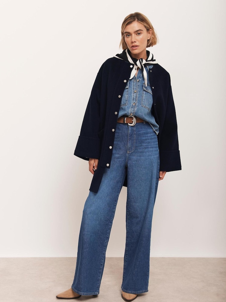Mint Velvet Blue Wool Blend Hand Finished Coat - Image 2 of 9