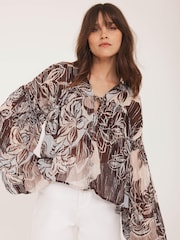Mint Velvet Brown Floral Print Blouse - Image 1 of 8