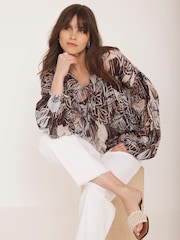 Mint Velvet Brown Floral Print Blouse - Image 2 of 8