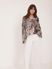 Mint Velvet Brown Floral Print Blouse - Image 4 of 8