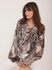Mint Velvet Brown Floral Print Blouse - Image 5 of 8