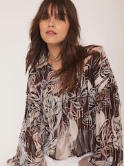 Mint Velvet Brown Floral Print Blouse - Image 6 of 8