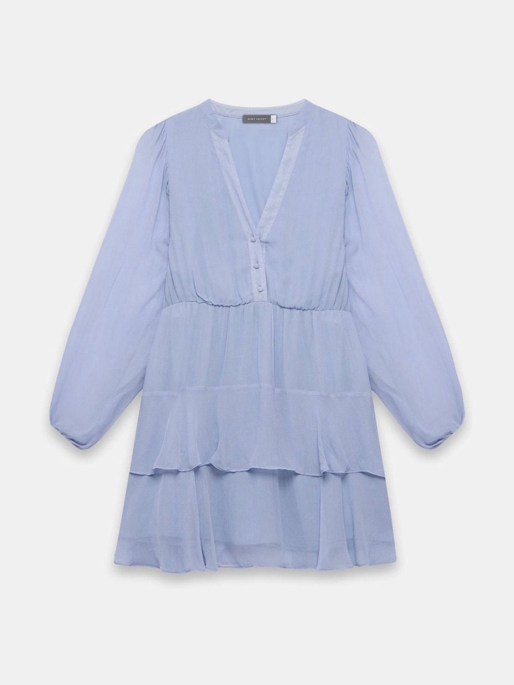 blue boho dress short * * * * * Blue Short Sleeve Tiered Dress  Camp Willow