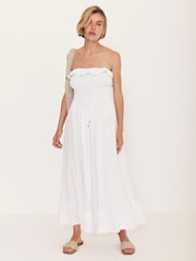 Mint Velvet White Bandeau Midi Dress - Image 1 of 8