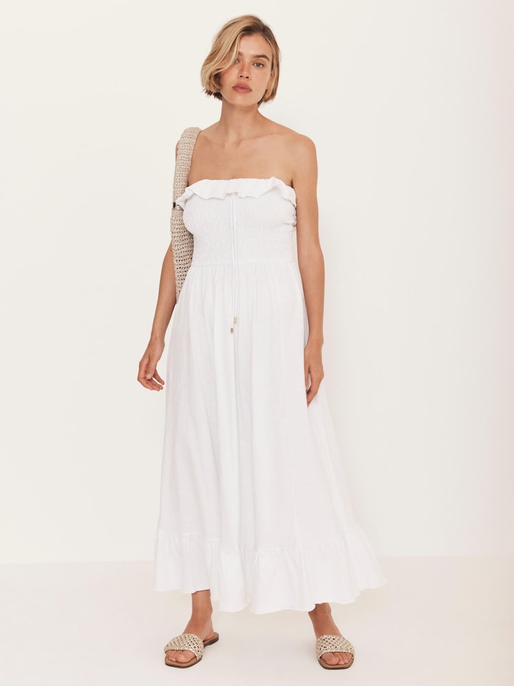 Mint Velvet White Bandeau Midi Dress - Image 1 of 8