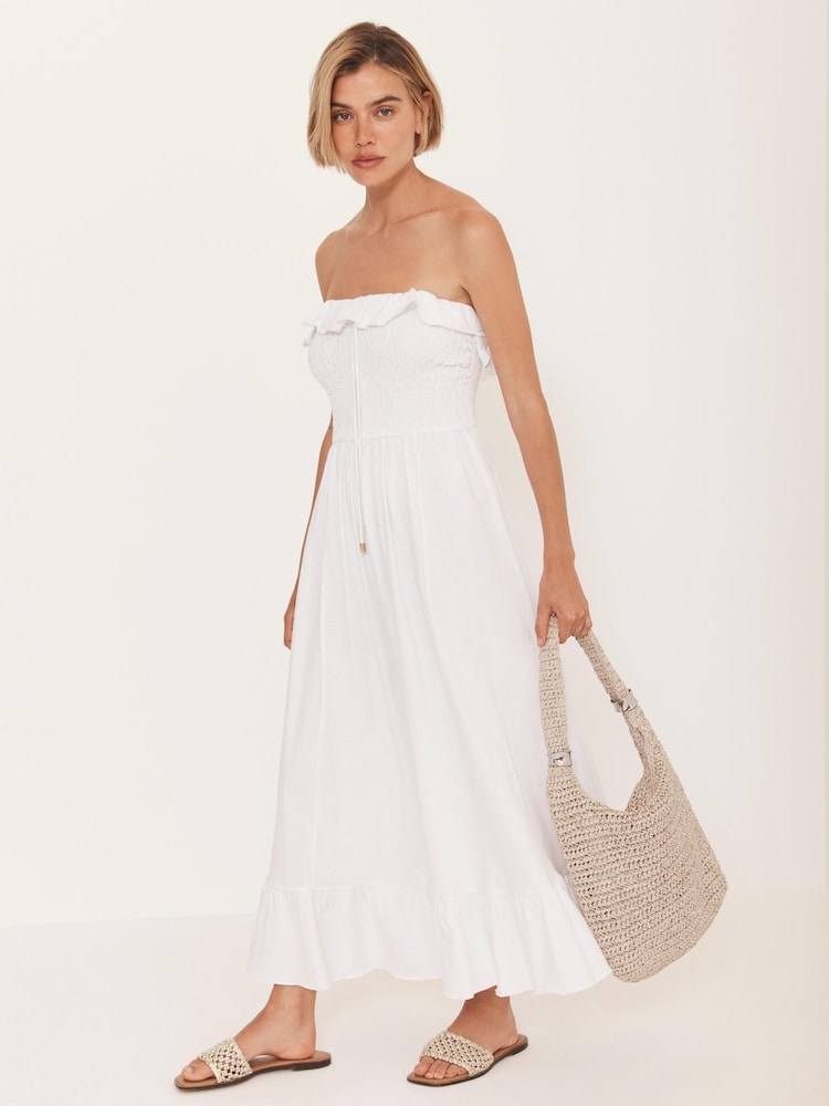 Mint Velvet White Bandeau Midi Dress - Image 2 of 8