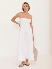 Mint Velvet White Bandeau Midi Dress - Image 3 of 8