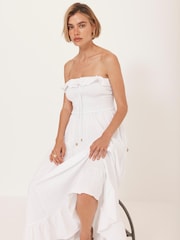 Mint Velvet White Bandeau Midi Dress - Image 5 of 8