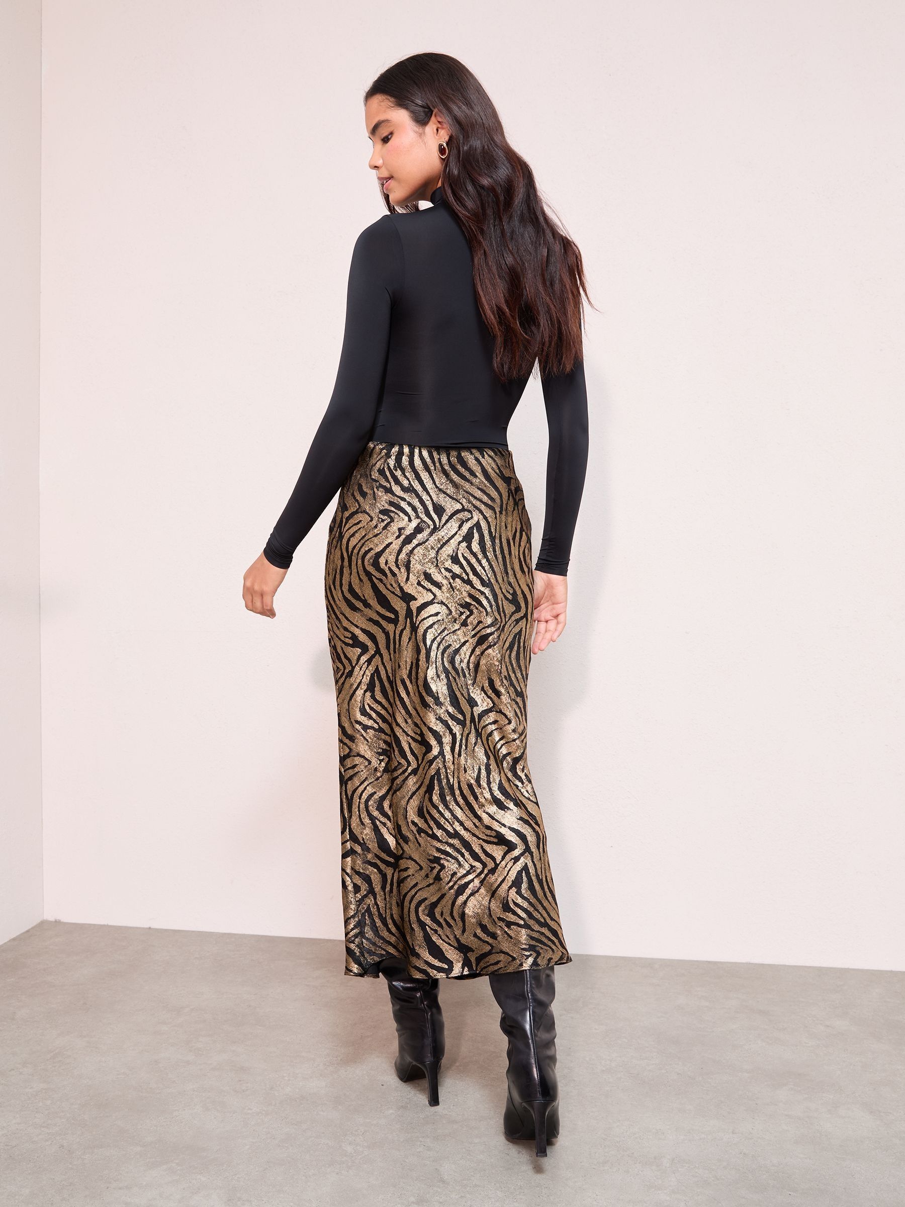 Buy Friends Like These Gold Zebra Metallic Slip Skirt from Next USA