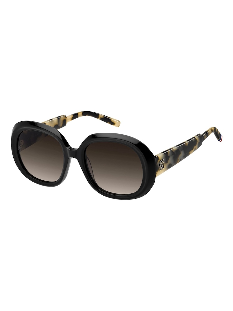 Tommy Hilfiger Black Round Sunglasses in Black and Havana - Image 2 of 4 Tommy Hilfiger Black Round Sunglasses in Black and Havana - Image 2 of 4