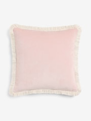 Weiches Velourskissen mit kontrastierenden Fransen - Bild 4 von 5