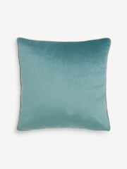 Light Teal Matte Velvet Contrast Pipe 50 x 50cm Cushion - Image 3 of 4