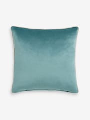 Light Teal Matte Velvet Contrast Pipe 50 x 50cm Cushion - Image 4 of 4