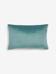 Light Teal Matte Velvet Contrast Pipe 40 x 59cm Cushion - Image 1 of 2