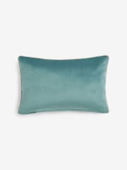 Light Teal 40 x 59cm Matte Velvet Contrast Pipe Cushion - Image 4 of 4