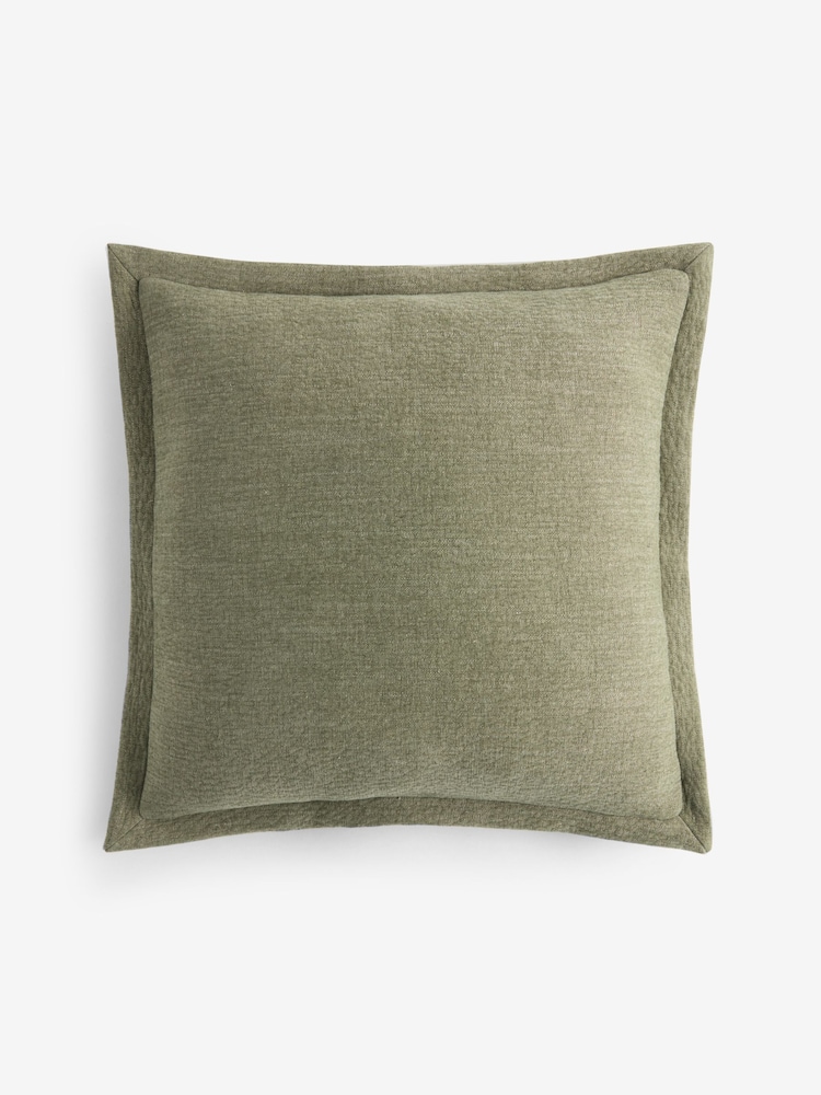 Green 50 x 50cm Burford Flange Edge Cushion - Image 1 of 2