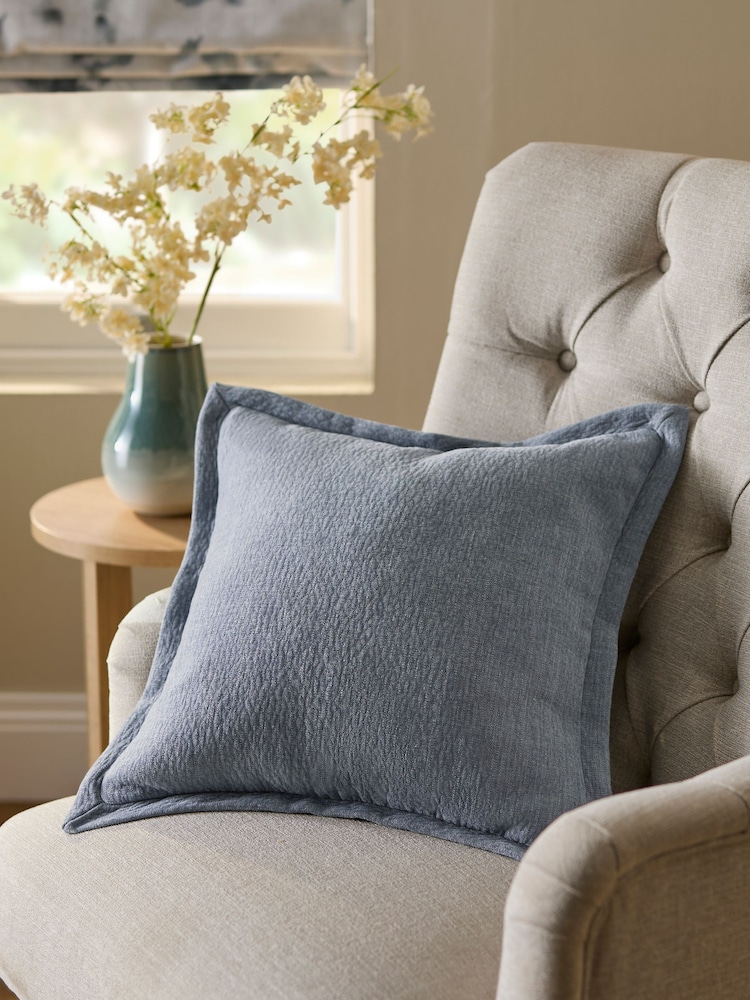 Blue 50 x 50cm Burford Flange Edge Cushion - Image 1 of 4