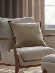 Dark Natural 50 x 50cm N. Premium Washed Cotton Velvet Cushion - Image 1 of 4