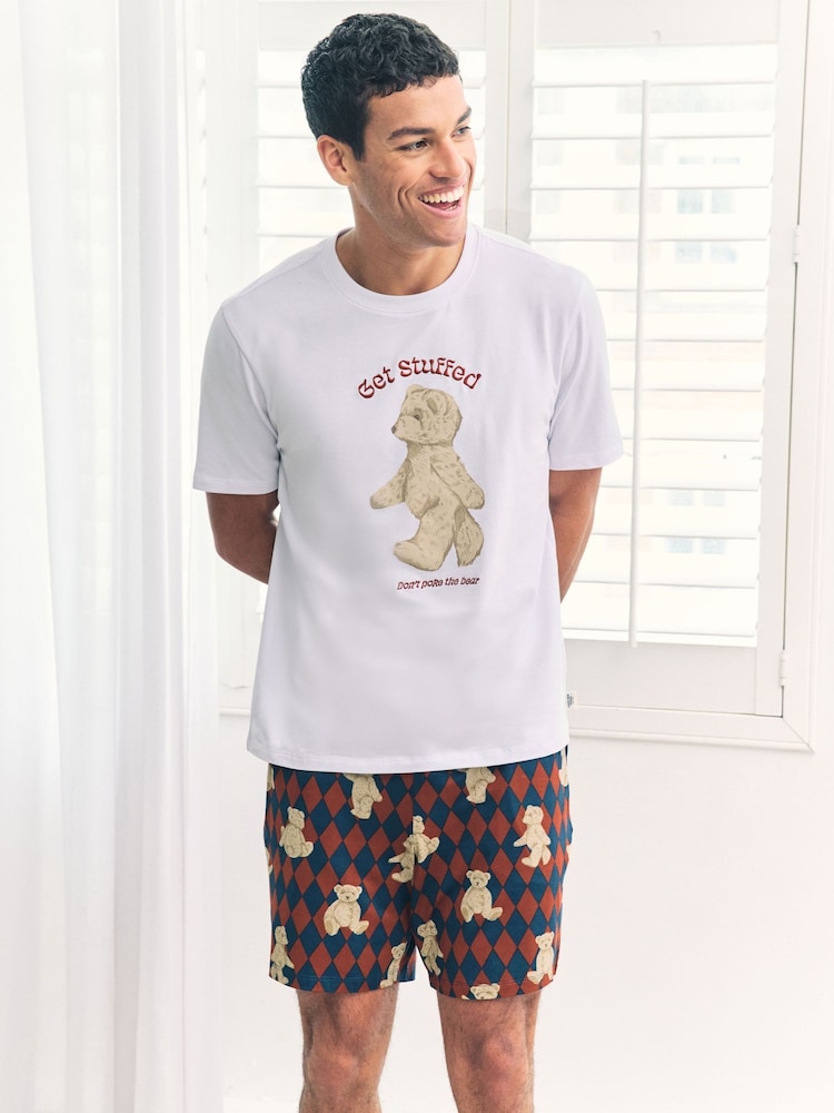 Chelsea Peers Get Stuffed Argyle Bear Print Short Pyjamas Set - صورة 2 من 5
