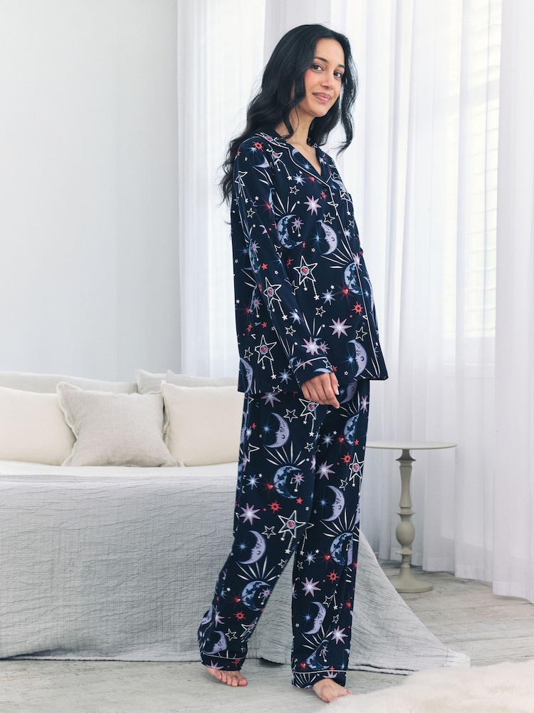 Chelsea Peers Maternity Cotton Mystic Moon Print Long Pyjamas Set - Imagen 1 de 5