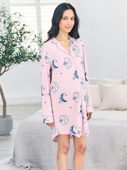 Chelsea Peers Pink Maternity Astral Hearts Print Nightshirt - Image 1 of 5