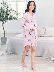 Chelsea Peers Pink Maternity Astral Hearts Print Nightshirt - Image 2 of 5