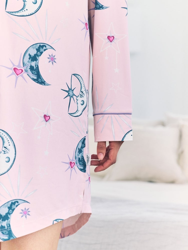 Chelsea Peers Pink Maternity Astral Hearts Print Nightshirt - Image 5 of 5