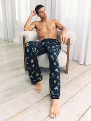 Chelsea Peers Blue Wild Dining Print Pyjama Bottoms - Image 4 of 5
